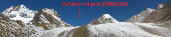 Parahio col pass east