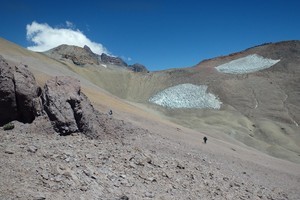 Remaing glaciers at the north side of the Passo de Contrabandista beneath the saddle